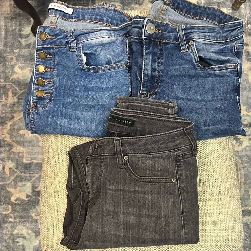 Multiple Pairs of Name-brand Skinny Jeans in Blue and Gray